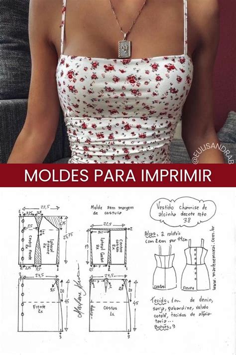 Molde Vestido Chemise De Alcinha Decote Reto Costurando Roupas