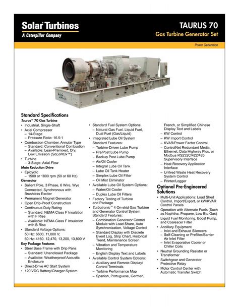 Solar Turbines Taurus 70 Gas Turbine Generator Set