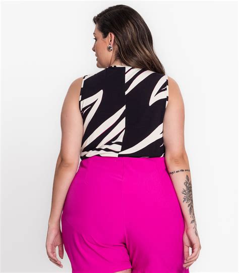 Regata Feminina Plus Size Linhas Secret Glam Preto Secret Glam