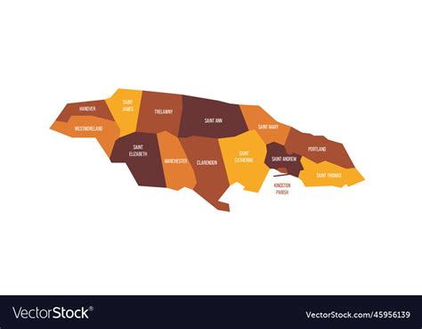 Jamaica Political Map Of Administrative Divisions Vector Image