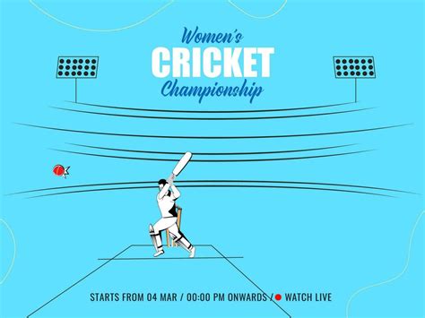 Live Womens Cricket Championship Concept With Cartoon Batter Player