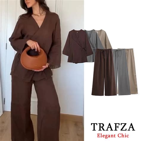 Trafza Casual Chic Solid Piece Women Set Fashion Summer Autumn