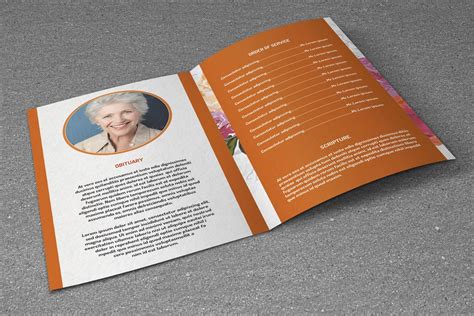 Floral Funeral Program Template Obituary Program Template | Etsy