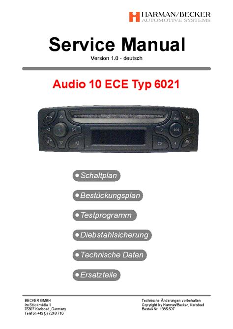 Becker Audio 10 Ece Typ Be6021 V1 0 Service Manual Download Schematics Eeprom Repair Info For