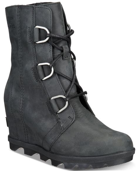 Sorel Leather Joan Of Arctic Wedge Ii Waterproof Booties In Black Lyst