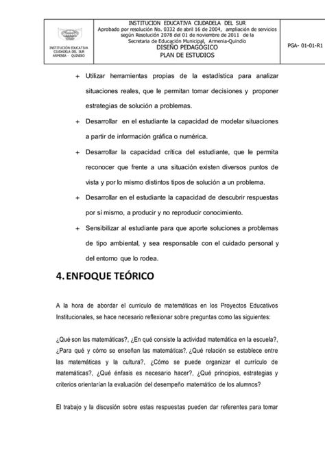 Plan De Rea Matem Ticas Iecs Pdf