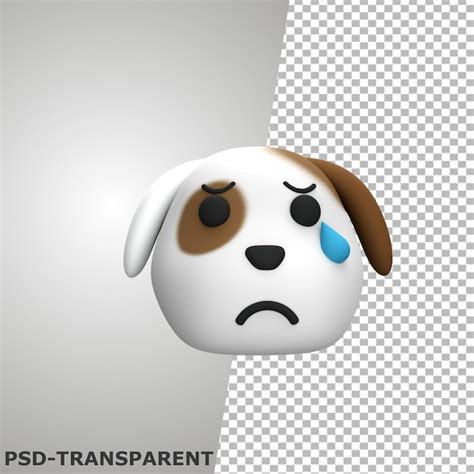 Premium PSD | 3D dog emoji sad with tears face