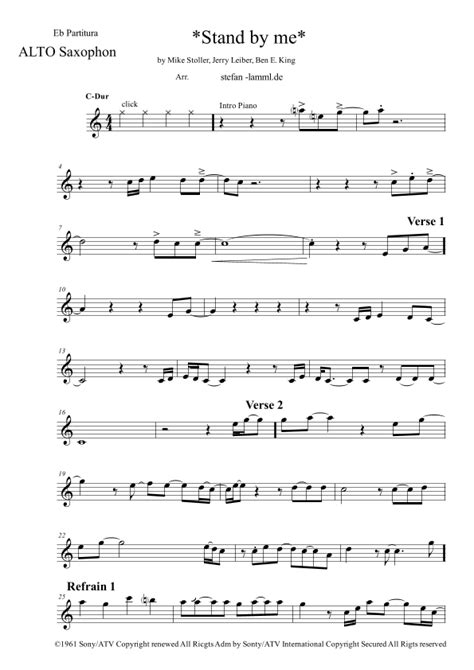 Stand By Me Arr Stefan Lamml De By Ben E King Sheet Music For Alto