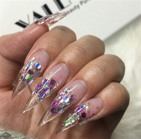 Image Result For Clear Stiletto Nail Glitter Fade Stiletto Nails