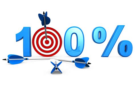 Target Of 100 Percent Shown By Dart And Arrows Stock Photo | PowerPoint