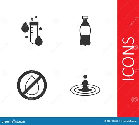 Set Water Drop Test Tube With Water Forbidden And Bottle Of Icon