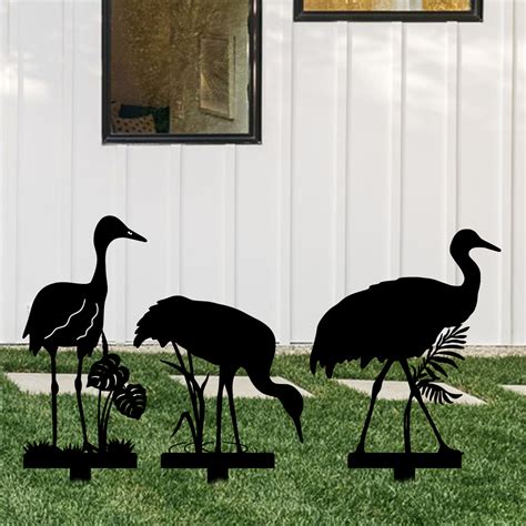 Sandhill Crane Garden Art Metal Lawn Stakes And Coastal Decor Usa