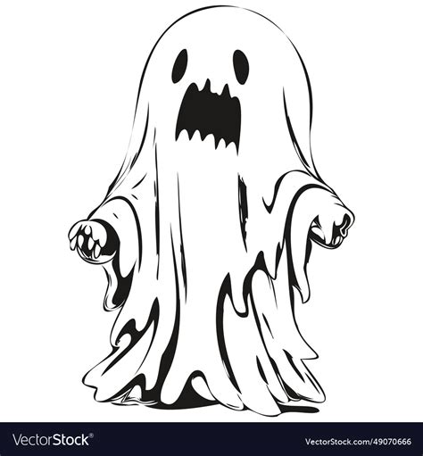 Halloween ghost in black and white Royalty Free Vector Image