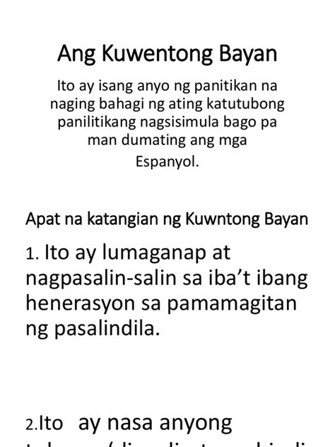 4 Na Katangian Ng Kwentong Bayan Katangian Toetra