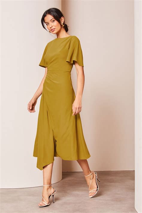 Buy Lipsy Ruched Asymmetrical Flutter Sleeve Midi Dress From Next Ireland