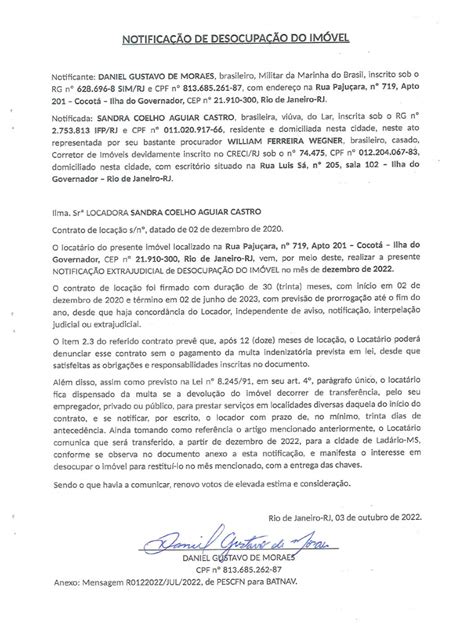 Notificação De Desocupação De Imóvel Pdf