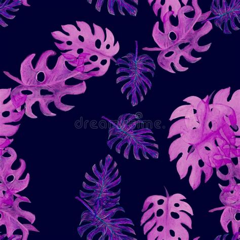 Pink Monstera Backdrop Blue Watercolor Backdrop Fuchsia Banana Leaf