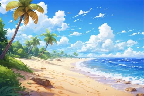 Premium Ai Image Beach Wave Anime Visual Novel Game Generate Ai