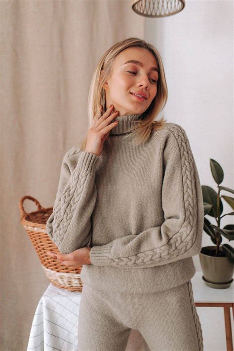 Womens Loungewear Cashmere Knit Set Knitted Wool Etsy