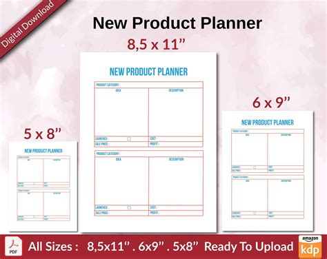 New Product Planner Kdp Interior Ready To Upload Sizes 8 5x11 6x9 5x8