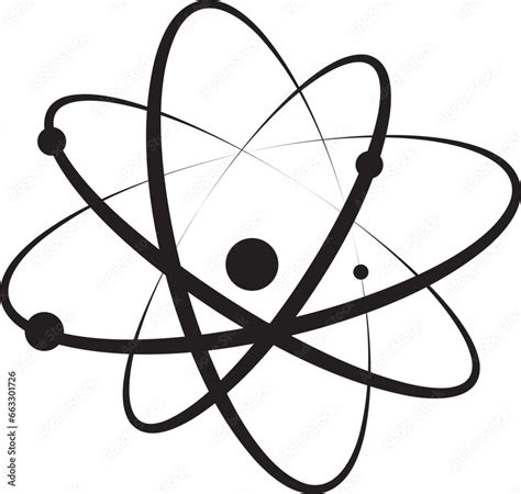 Atom Icon Logo Atomic Neutron Black Color Isolated On White Nuclear