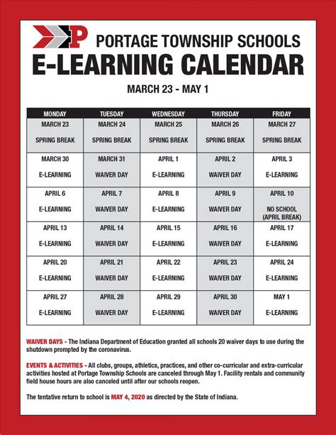 Portage Schools Calendar Prntbl Concejomunicipaldechinu Gov Co