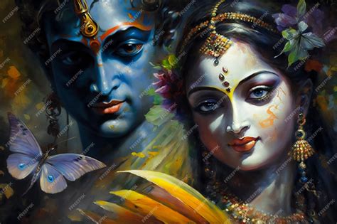 Premium Ai Image The Love Of Radha And Krishna In A Magical Realm