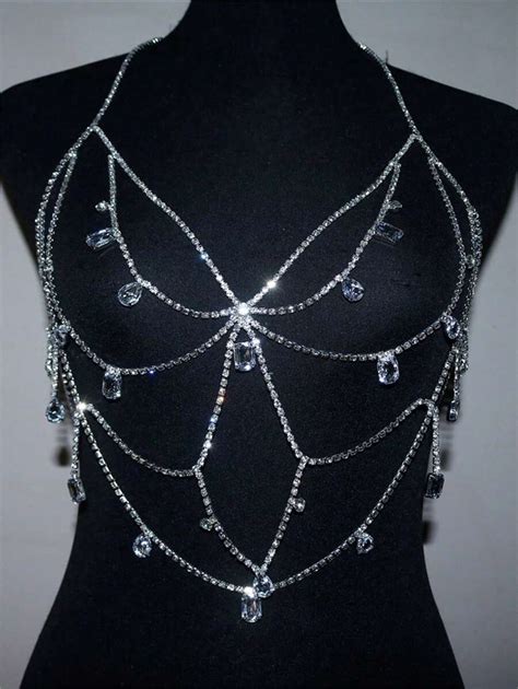 Peça Cadeia De Corpo Sexy Decorada Strass E Bikini Cadeia De