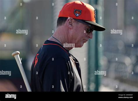 San Francisco Giants Manager Bob Melvin Walks Into The Dugout Prior To