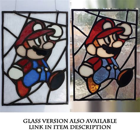 Super Mario Faux Stained Glass Panel Hanger For Wall Etsy