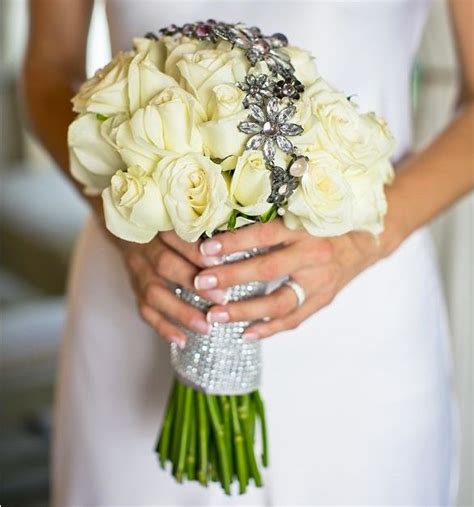 Ultra Glamorous Bridal Bouquet Of Pastel Yellow Roses Bouquet Bling