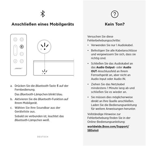 Anschließen Eines Mobilgeräts Bose SOLO SOUNDBAR II Serie