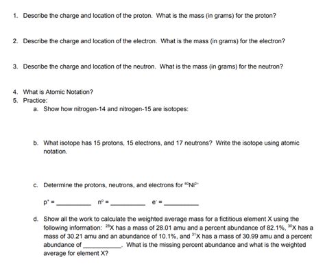 Solved 1. Describe the charge and location of the proton. | Chegg.com