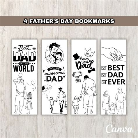 Printable Bookmarks Father's Day Gift, Best Dad Bookmarks, Ready-to ...