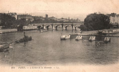 Vintage Postcard L Ecluse De La Monnaie Bridge Paris France Europe