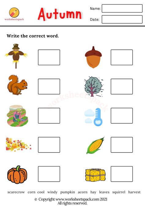 Autumn Worksheets PDF Worksheetspack