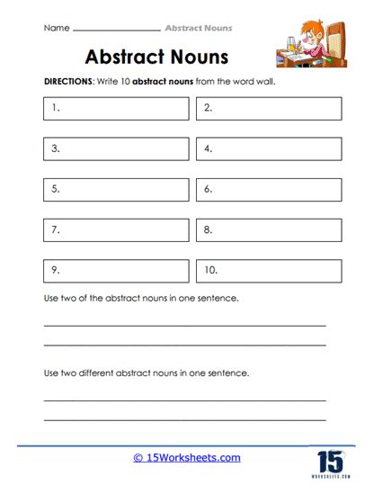 Abstract Nouns Worksheets - 15 Worksheets.com