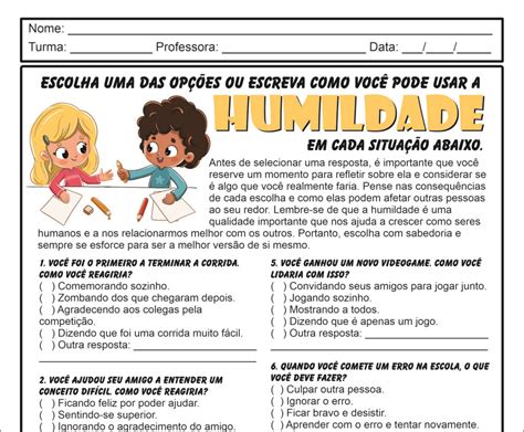 Atividades Sobre Humildade Educa Market