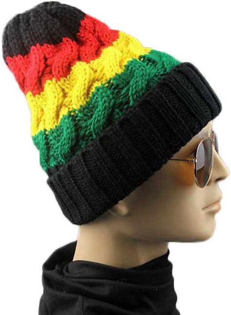 Bigood Rasta Jamaican Reggae Skull Cap Winter Warm Slouchy Knit Beanie