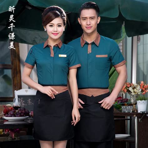 Hotel Uniform Summer Waitress Uniforms Restaurant Cafe Waiter Short Sleeved Shirt Tooling Work