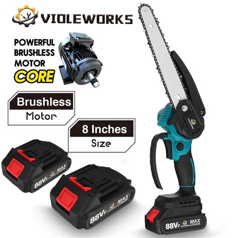 Violeworks Inch Electric Saw Brushless Mini Chainsaw Cordless W Two