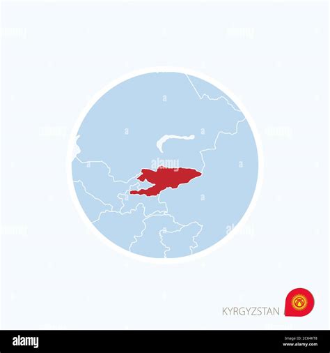 Map Icon Of Kyrgyzstan Blue Map Of Asia With Highlighted Kyrgyzstan In