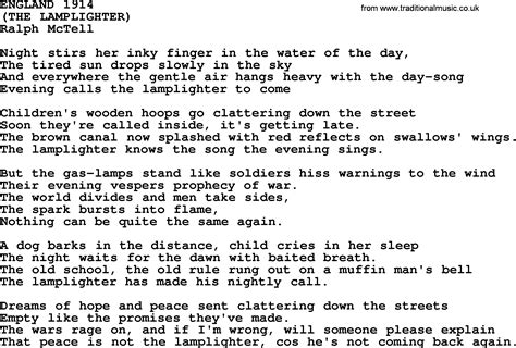 England 1914 Txt By Ralph McTell Lyrics And Chords