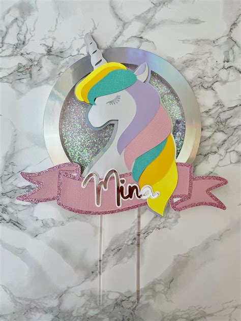 Unicorn Birthday Shaker Cake Topper Unicorn Rainbow Party Etsy