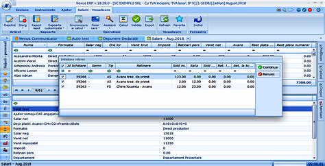 Nexus Salarii Asistent Reinitializare Retineri