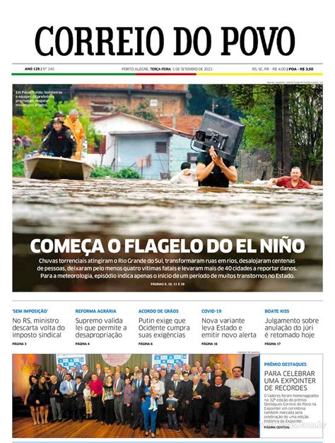 Capa Correio do Povo Edição Terça 5 de Setembro de 2023