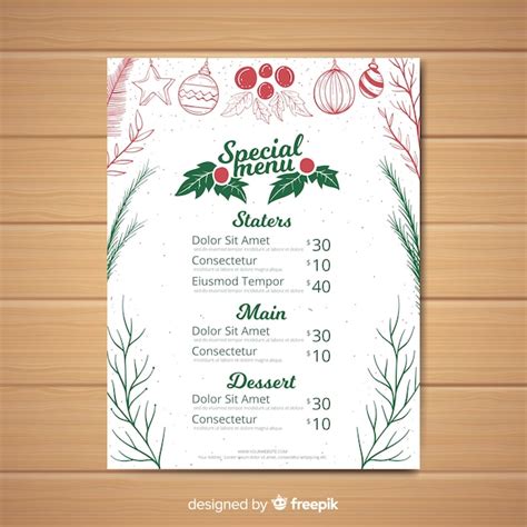 Free Vector Christmas Menu Template