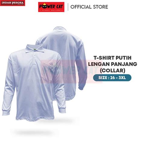 T SHIRT COLLAR PUTIH NILA LENGAN PANJANG C257 Long Sleeve White