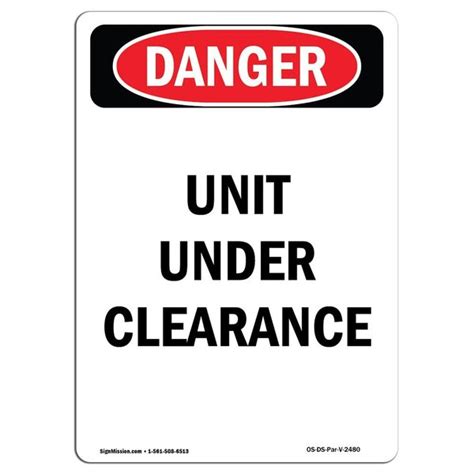 Signmission Safety Sign Osha Danger 18 Height Aluminum Unit Under