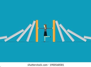 Employees Stop Domino Effect Both Ways Stock Vector Royalty Free